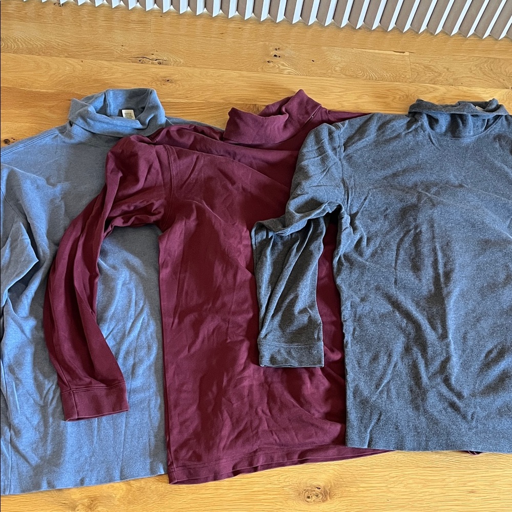 L.L. Bean Men's Turtleneck Shirts - Blue, Burgundy, Gray
